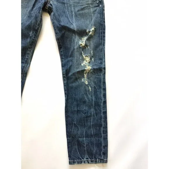 $298 Diesel Men’s Mharky Slim Skinny Cropped Jeans 084ZM Destroyed Size W28